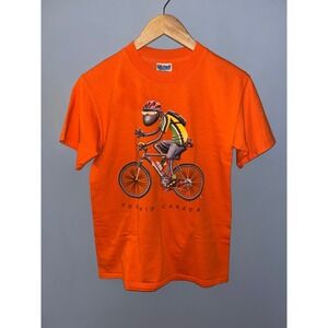 Fernie Canada T Shirt Gildan Activewear Cycling Bike Graphic Orange Small S‎